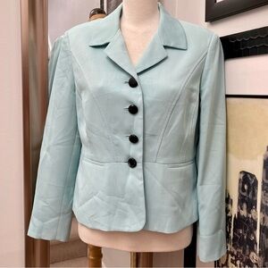 Vintage Evan Picone aquamarine ribbed blazer